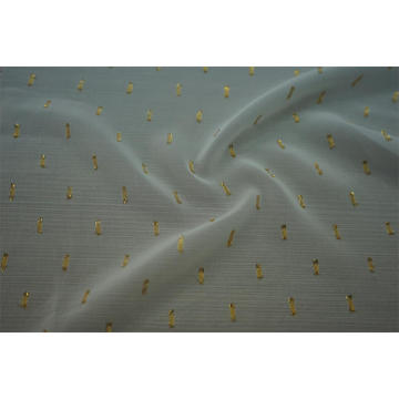 Polyester Gold Lurex Dot Clip Jacquard Chiffon Fabric